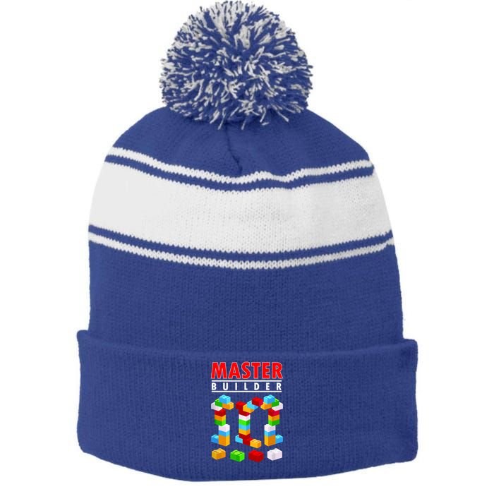 Master Builder Blocks Brick Funny Toys Stripe Pom Pom Beanie