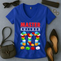Master Builder Blocks Brick Funny Toys Women's V-Neck T-Shirt