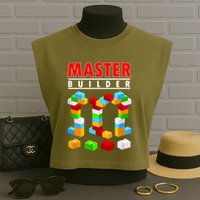 Master Builder Blocks Brick Funny Toys Garment-Dyed Women's Muscle Tee