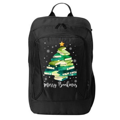 Merry Bookmas Books Pine Tree Funny Reading Lover Christmas Gift City Backpack