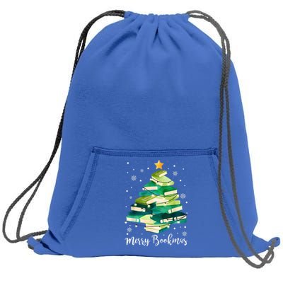 Merry Bookmas Books Pine Tree Funny Reading Lover Christmas Gift Sweatshirt Cinch Pack Bag