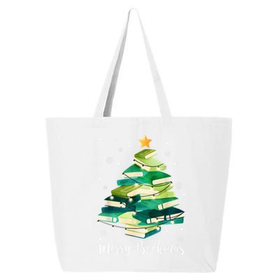 Merry Bookmas Books Pine Tree Funny Reading Lover Christmas Gift 25L Jumbo Tote