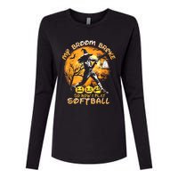 My Broom Broke So Now I Play Softball Baseball Halloween Womens Cotton Relaxed Long Sleeve T-Shirt