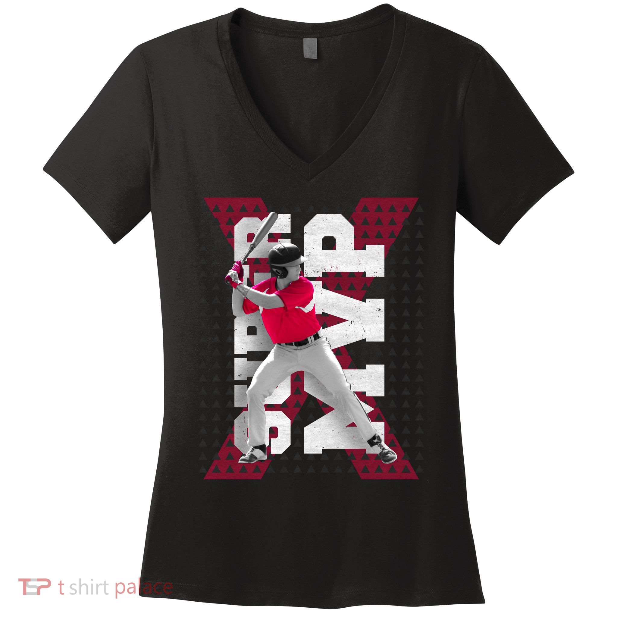 MVP Baseball Batter Women's V-Neck T-Shirt