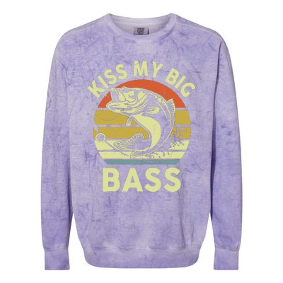 My Big Bass Fish Dad Funny Adult Humor Colorblast Crewneck Sweatshirt