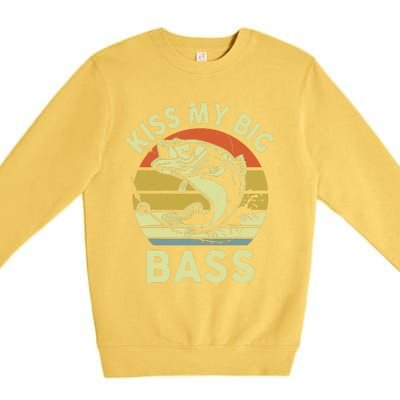 My Big Bass Fish Dad Funny Adult Humor Premium Crewneck Sweatshirt