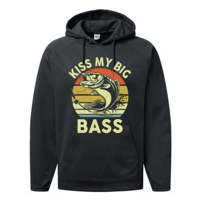 My Big Bass Fish Dad Funny Adult Humor Performance Fleece Hoodie