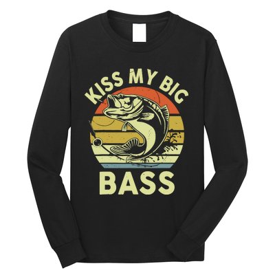 My Big Bass Fish Dad Funny Adult Humor Long Sleeve Shirt