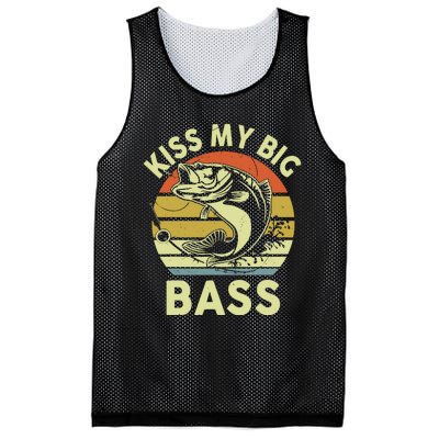 My Big Bass Fish Dad Funny Adult Humor Mesh Reversible Basketball Jersey Tank