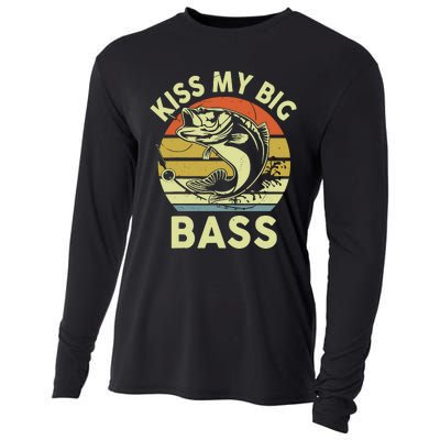 My Big Bass Fish Dad Funny Adult Humor Cooling Performance Long Sleeve Crew