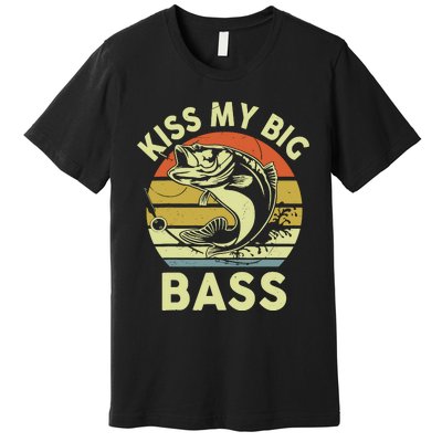 My Big Bass Fish Dad Funny Adult Humor Premium T-Shirt