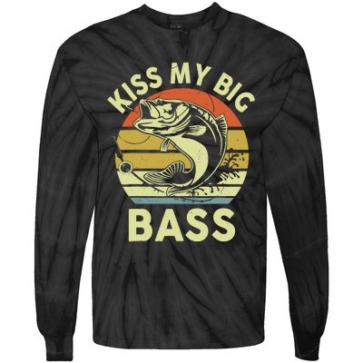 My Big Bass Fish Dad Funny Adult Humor Tie-Dye Long Sleeve Shirt