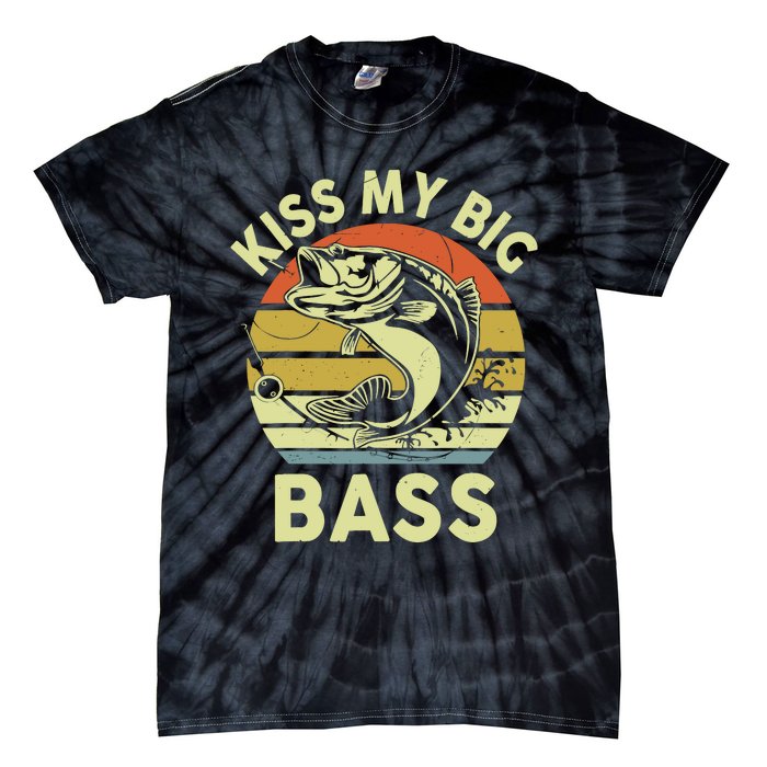 My Big Bass Fish Dad Funny Adult Humor Tie-Dye T-Shirt