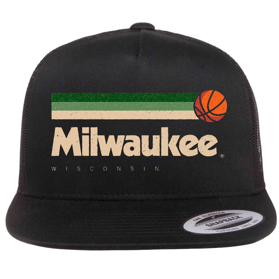 Milwaukee Basketball BBall City Wisconsin Retro Milwaukee Flat Bill Trucker Hat