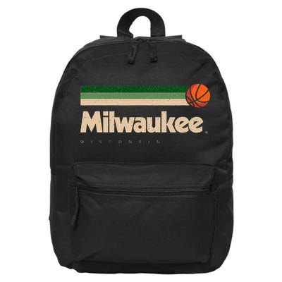 Milwaukee Basketball BBall City Wisconsin Retro Milwaukee 16 in Basic Backpack