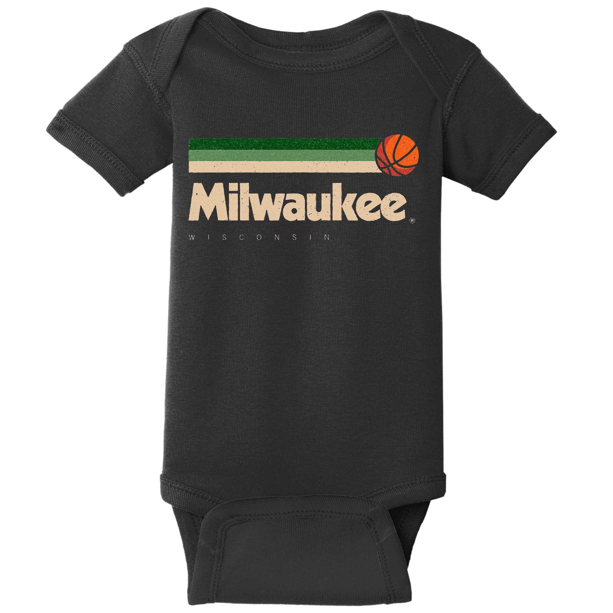 Milwaukee Basketball BBall City Wisconsin Retro Milwaukee Baby Bodysuit