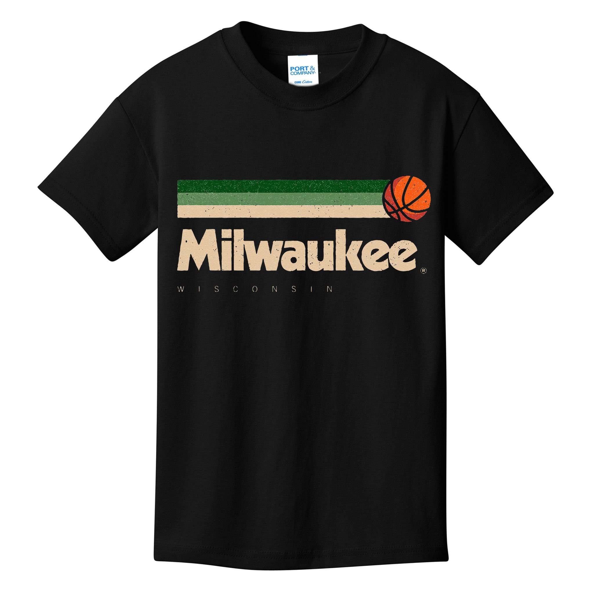 Milwaukee Basketball BBall City Wisconsin Retro Milwaukee Kids T-Shirt