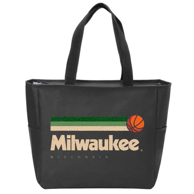 Milwaukee Basketball BBall City Wisconsin Retro Milwaukee Zip Tote Bag