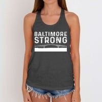 Maryland Baltimore Bridge Pray For Baltimore Strong Women's Knotted Racerback Tank