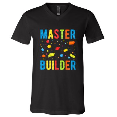 Master Builder Building Blocks Brick Builder V-Neck T-Shirt