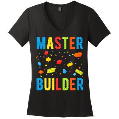 Master Builder Building Blocks Brick Builder Women's V-Neck T-Shirt