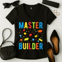 Master Builder Building Blocks Brick Builder Women's V-Neck T-Shirt