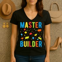 Master Builder Building Blocks Brick Builder Women's V-Neck T-Shirt