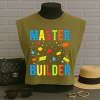 Master Builder Building Blocks Brick Builder Garment-Dyed Women's Muscle Tee