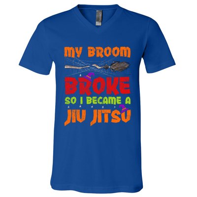 My Broom Broke So I Became A Jiufunny Giftjitsu Halloween Gift V-Neck T-Shirt