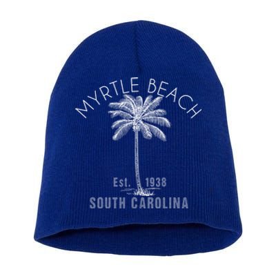 Myrtle Beach Beach Design / Palm Tree Illustration Gift Cool Gift Short Acrylic Beanie