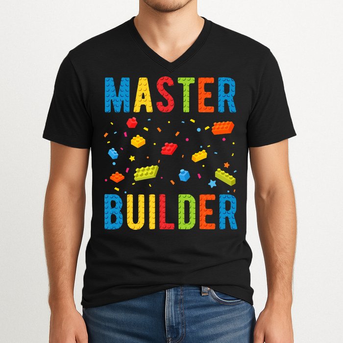 Master Builder Building Blocks Brick Builder V-Neck T-Shirt