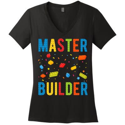 Master Builder Building Blocks Brick Builder Women's V-Neck T-Shirt