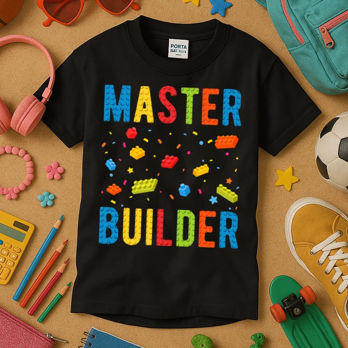 Master Builder Building Blocks Brick Builder Kids T-Shirt