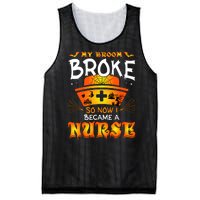 My Broom Broke So No I Became A Nurse Halloween Mesh Reversible Basketball Jersey Tank