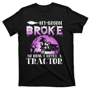 My Broom Broke So Now I Drive A Je.ep Funny Witch Halloween T-Shirt