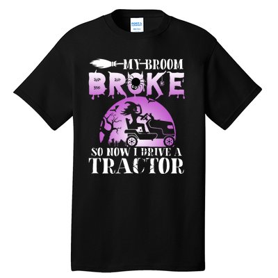 My Broom Broke So Now I Drive A Je.ep Funny Witch Halloween Tall T-Shirt