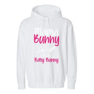 Mama Bunny Bunny Easter Pregnancy Reveal Future Mom Gift Garment-Dyed Fleece Hoodie