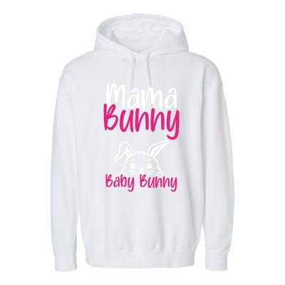 Mama Bunny Bunny Easter Pregnancy Reveal Future Mom Gift Garment-Dyed Fleece Hoodie