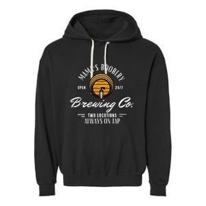 Mama's Boobery Breastfeeding Brewery New Mom Brewing Co Garment-Dyed Fleece Hoodie