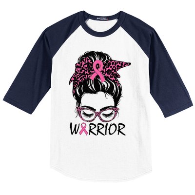 Messy Bun Breast Cancer Wear Warrior Baseball Sleeve Shirt