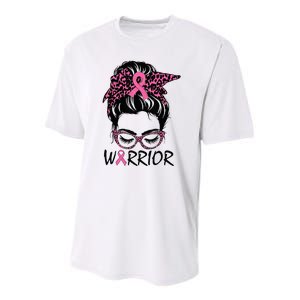 Messy Bun Breast Cancer Wear Warrior Youth Performance Sprint T-Shirt