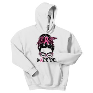 Messy Bun Breast Cancer Wear Warrior Kids Hoodie