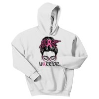 Messy Bun Breast Cancer Wear Warrior Kids Hoodie