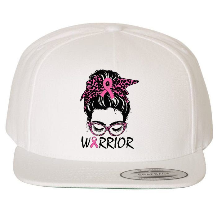 Messy Bun Breast Cancer Wear Warrior Wool Snapback Cap