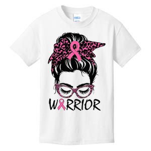 Messy Bun Breast Cancer Wear Warrior Kids T-Shirt