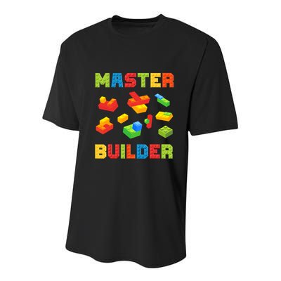 Master Builder Building Blocks Lover Brick Builder Youth Performance Sprint T-Shirt