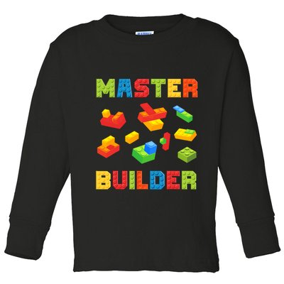 Master Builder Building Blocks Lover Brick Builder Toddler Long Sleeve Shirt