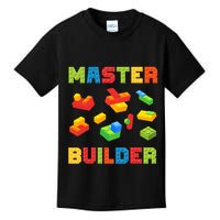 Master Builder Building Blocks Lover Brick Builder Kids T-Shirt