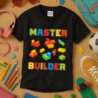 Master Builder Building Blocks Lover Brick Builder Kids T-Shirt