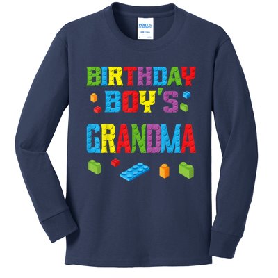 Master Builder Birthday Boy's Grandma Building Bricks Blocks Kids Long Sleeve Shirt